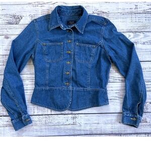Crazy Horse Liz Claiborne Y2K Denim Peplum Jacket Womens Small Cotton